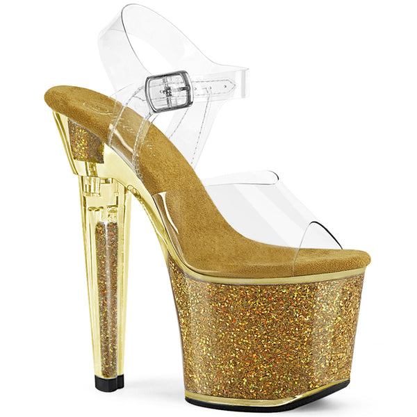 LOVESICK-708SG - Plateau High Heel Sandaletten - Gold Glitzer von Pleaser