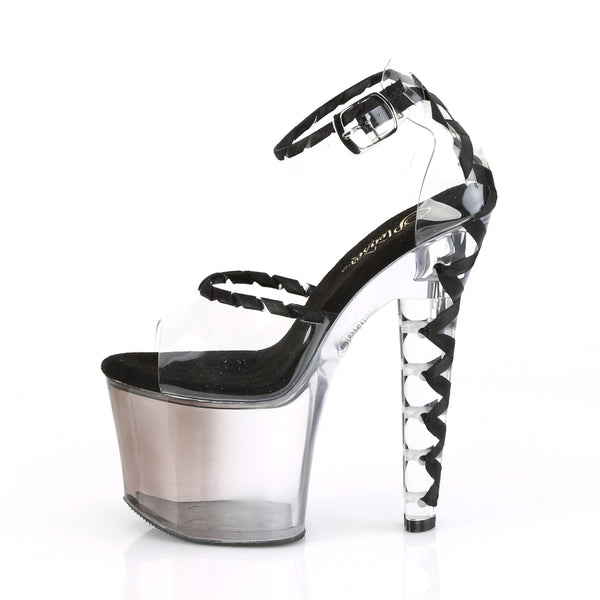 LOVESICK-712T Plateau Sandaletten Transparent/Schwarz von Pleaser – Ansicht 3