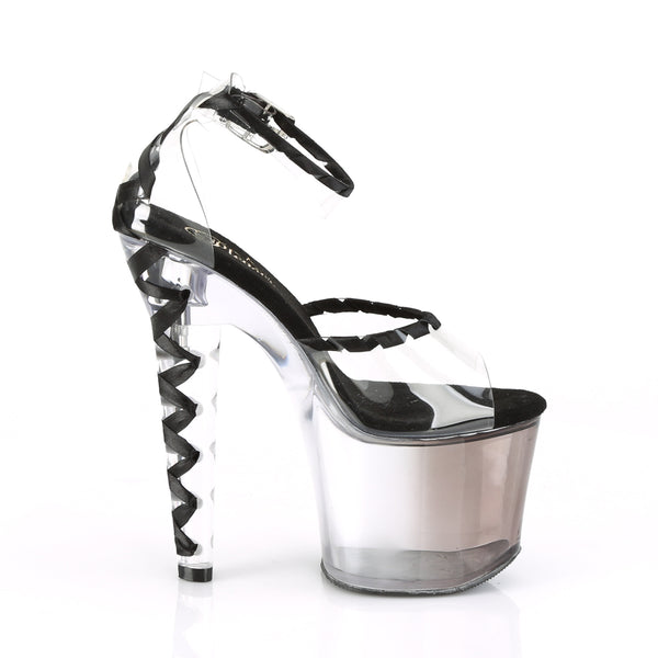 LOVESICK-712T Plateau Sandaletten Transparent/Schwarz von Pleaser – Ansicht 5