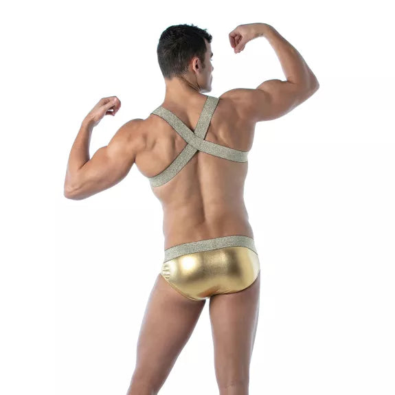 Party-Harness H-Form Gold - Elastisch, Komfortabel & Glänzend | TOF Paris