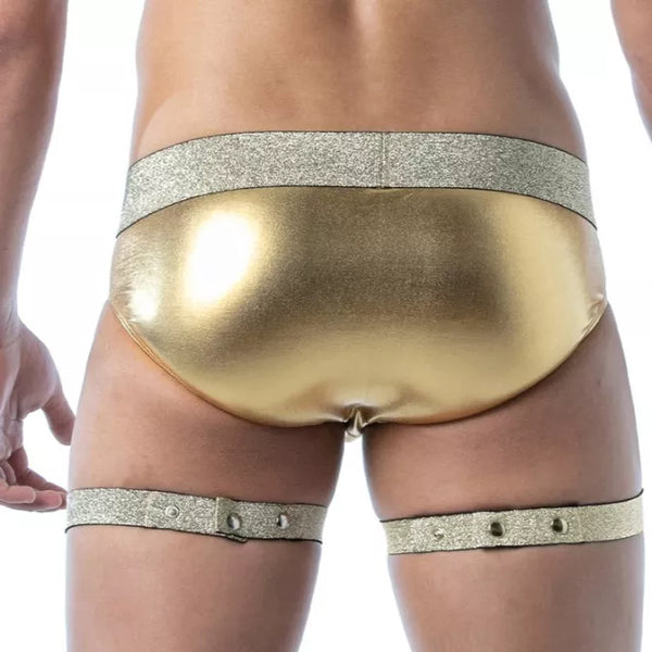 Goldenes Magic Leg Harness mit glänzendem Premium Look von TOF Paris – Ansicht 5