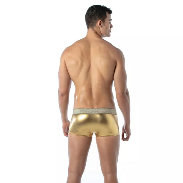 Goldene verführerische Boxer Shorts mit glänzendem Effekt von TOF Paris – Ansicht 6