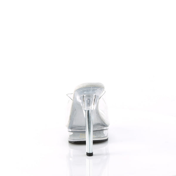 MAJESTY-501 Plateau Pantoletten - Transparent/Weiß | Fabulicious SALE