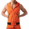 Orangene Mesh Sleeveless Hoodie im sportlichen Designer Look von TOF Paris – Ansicht 2