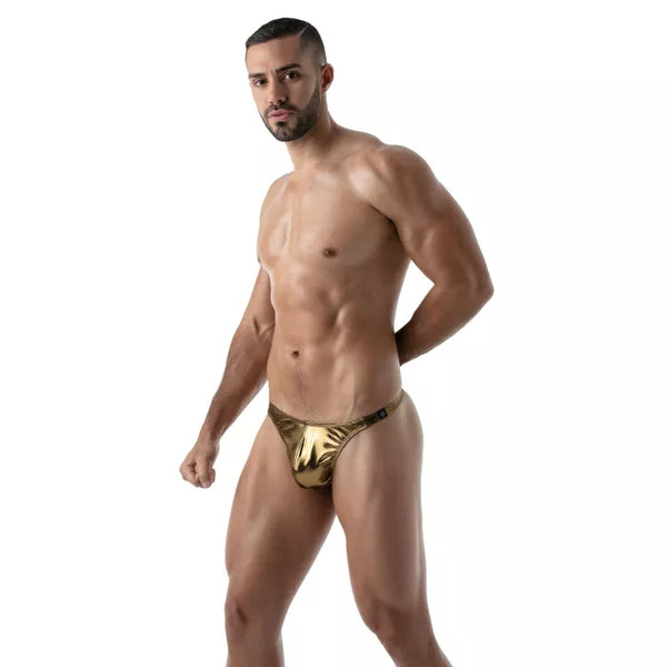 Goldener Metal Thong mit glänzendem Premium Effekt von TOF Paris – Ansicht 5