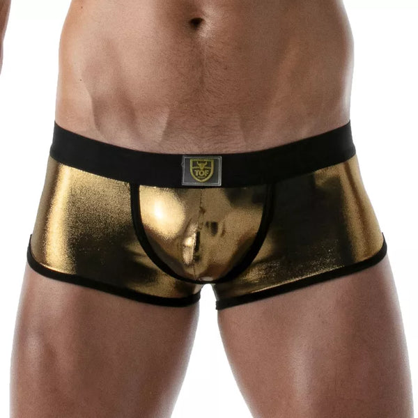 Goldene Metal Trunks mit glänzendem Premium Effekt von TOF Paris – Ansicht 2
