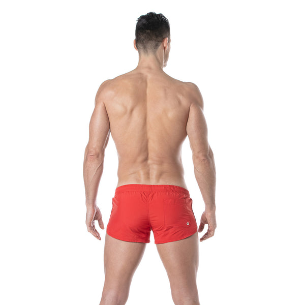 Mini Swim Shorts Rot - Slim Fit mit seitlichem Schlitz & Rückentasche | TOF Paris