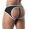 Schwarzer Bottomless Brief aus seidiger Mikrofaser von TOF Paris – Ansicht 2