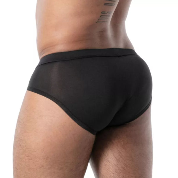 Schwarzer eleganter Microfaser Herrenslip mit exklusiver Passform von TOF Paris – Ansicht 2