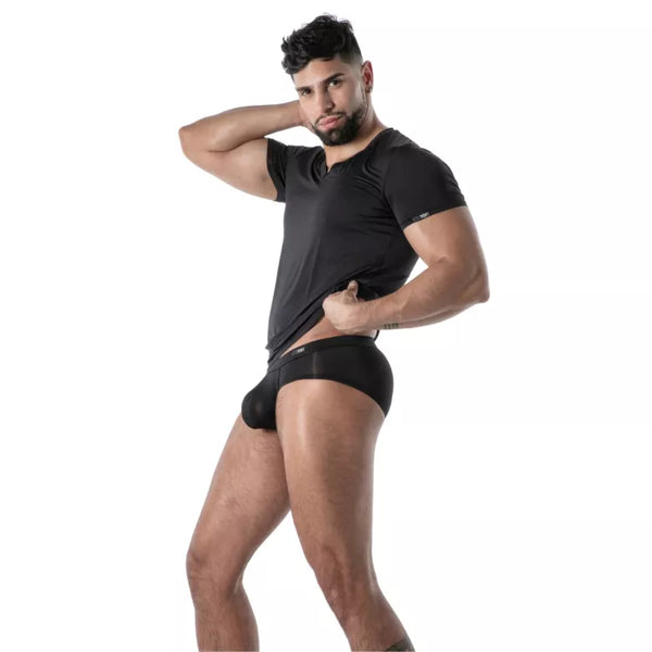 Schwarzes Mon Amour Microfiber-T-Shirt von TOF Paris – Ansicht 4