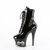 MOON-1020SK Plateau Stiefeletten Schwarz Lack mit Totenkopf von Pleaser – Ansicht 3