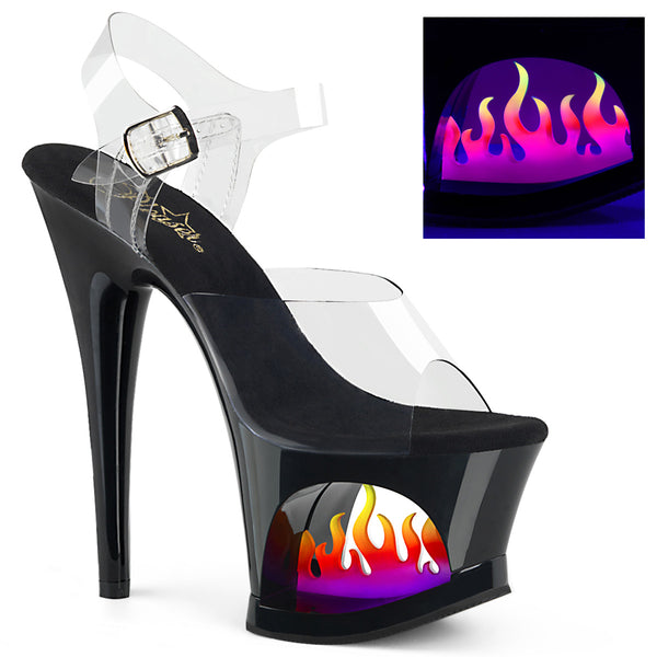 MOON-708FLM Plateau Sandaletten Schwarz UV von Pleaser