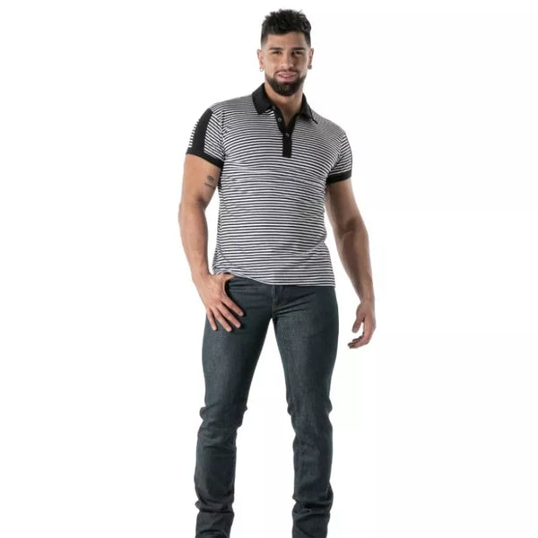 Blaues Sailor Stripe-Poloshirt von TOF Paris – Ansicht 3