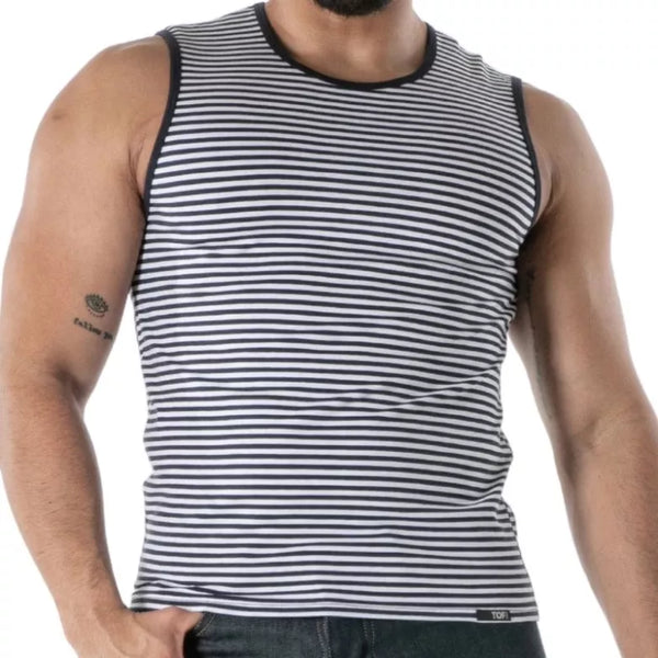 Blaues Sailor Stripe-Tank-Top von TOF Paris