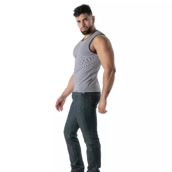 Blaues Sailor Stripe-Tank-Top von TOF Paris – Ansicht 3