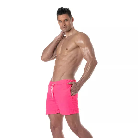 Badeshorts Neon Pink - Leuchtstark, mit Reißverschlusstaschen & Slim Fit | TOF Paris