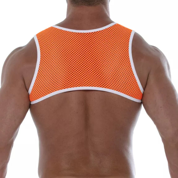 Harness Orange Neon - Fluoreszierendes Mesh mit H-Design | TOF Paris