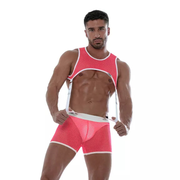Harness Pink - Neon Mesh, auffälliges Clubwear-Accessoire | TOF Paris