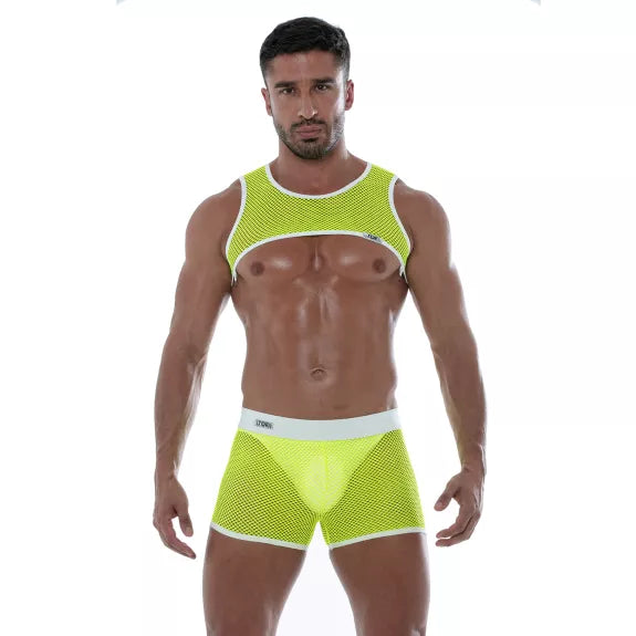 Harness Neon Mesh Gelb - Leuchtend, Atmungsaktiv & Party-Highlight | TOF Paris