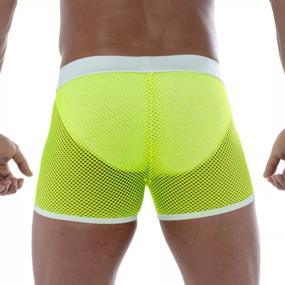 Mesh Shorts Neon Gelb - Leicht, Stretch & Clubwear-Highlight | TOF Paris