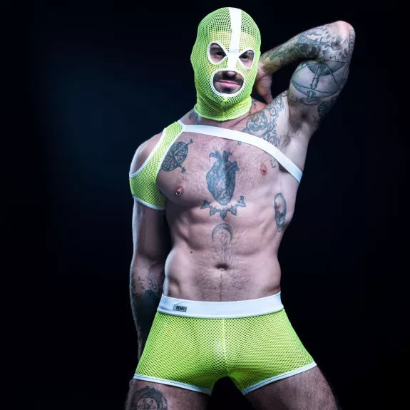 Mesh Shorts Neon Gelb - Leicht, Stretch & Clubwear-Highlight | TOF Paris