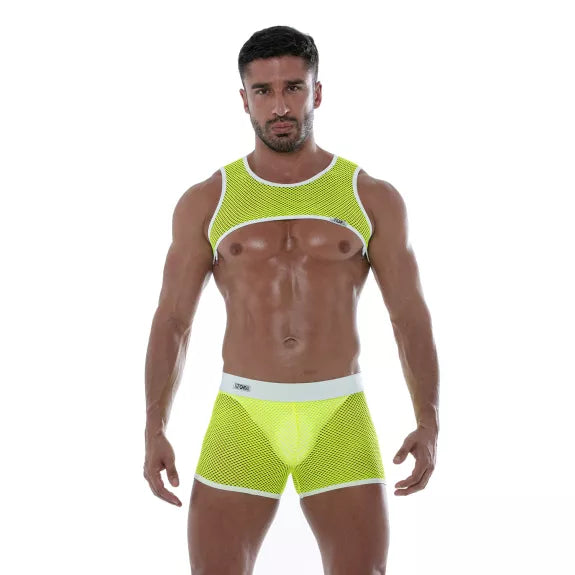 Mesh Shorts Neon Gelb - Leicht, Stretch & Clubwear-Highlight | TOF Paris
