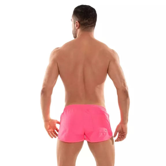 Herren Neon Mini Badeshorts Pink - UV-aktiv & schnell trocknend | TOF Paris