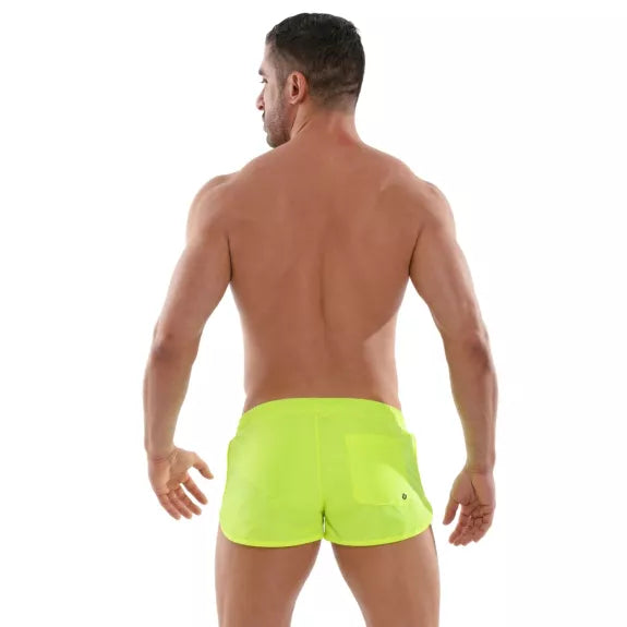 Herren Neon Mini Swimshorts Gelb - UV-aktiv, leicht & schnelltrocknend | TOF Paris