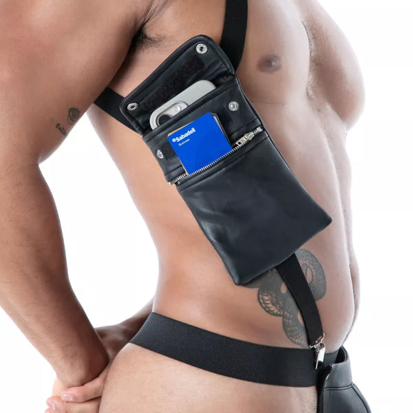 Schwarzes Neoprene Elastic Pocket-Harness von TOF Paris – Ansicht 4