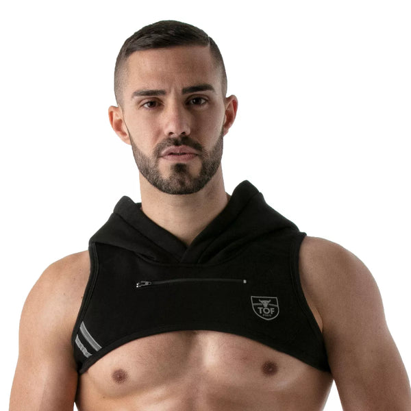 Herren Hoodie Harness - Reflektierende Kante & Komfort aus Baumwolle, Schwarz | TOF Paris