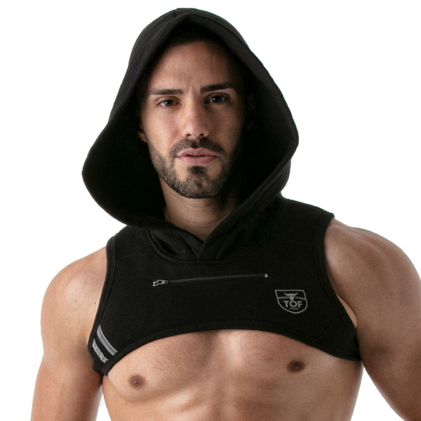 Herren Hoodie Harness - Reflektierende Kante & Komfort aus Baumwolle, Schwarz | TOF Paris