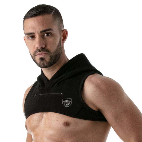 Herren Hoodie Harness - Reflektierende Kante & Komfort aus Baumwolle, Schwarz | TOF Paris