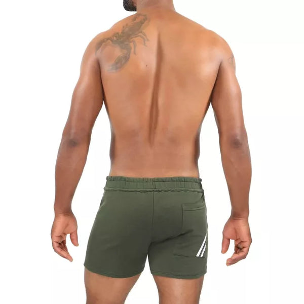 Khakifarbenes verführerisches Shorts Modell mit phosphoreszierenden Akzenten von TOF Paris – Ansicht 6