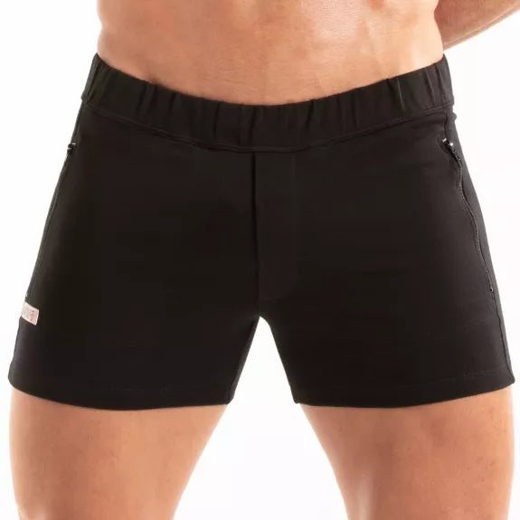 Sportliche Shorts mit Reißverschlusstaschen & Slim Fit, Schwarz | TOF Paris