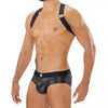 Herren Brust-Harness mit elastischem Komfort & fluoreszierendem Look, Schwarz | TOF Paris