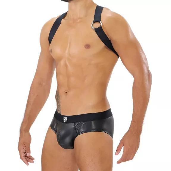 Herren Brust-Harness mit elastischem Komfort & fluoreszierendem Look, Schwarz | TOF Paris