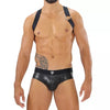 Herren Brust-Harness mit elastischem Komfort & fluoreszierendem Look, Schwarz | TOF Paris