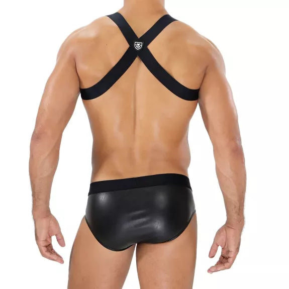 Herren Brust-Harness mit elastischem Komfort & fluoreszierendem Look, Schwarz | TOF Paris