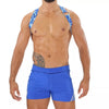 Herren Brust-Harness mit elastischem Komfort & fluoreszierendem Look, Blau-Camouflage | TOF Paris