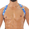 Herren Brust-Harness mit elastischem Komfort & fluoreszierendem Look, Blau-Camouflage | TOF Paris