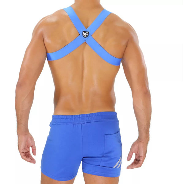 Herren Brust-Harness mit elastischem Komfort & fluoreszierendem Look, Blau | TOF Paris