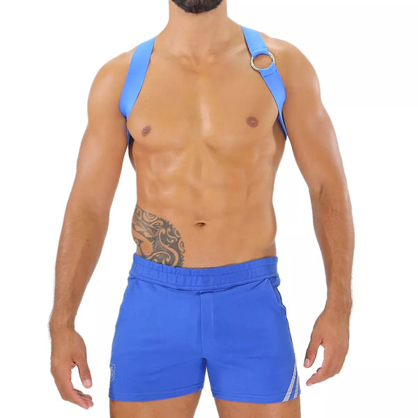 Herren Brust-Harness mit elastischem Komfort & fluoreszierendem Look, Blau | TOF Paris