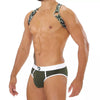 Herren Brust-Harness mit elastischem Komfort & fluoreszierendem Look, Khaki-Camouflage | TOF Paris