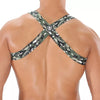 Herren Brust-Harness mit elastischem Komfort & fluoreszierendem Look, Khaki-Camouflage | TOF Paris