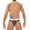 Herren Brust-Harness mit elastischem Komfort & fluoreszierendem Look, Khaki-Camouflage | TOF Paris