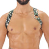 Herren Brust-Harness mit elastischem Komfort & fluoreszierendem Look, Khaki-Camouflage | TOF Paris