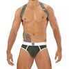 Herren Brust-Harness mit elastischem Komfort & fluoreszierendem Look, Khaki | TOF Paris