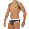 Herren Brust-Harness mit elastischem Komfort & fluoreszierendem Look, Khaki | TOF Paris