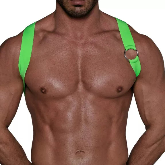 Herren Brust-Harness Neon Grün mit elastischem Komfort & fluoreszierendem Look | TOF Paris