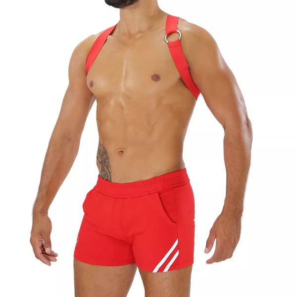 Herren Brust-Harness mit elastischem Komfort & fluoreszierendem Look, Rot | TOF Paris